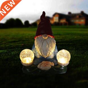 Dwarf Resin Ornament Garden Dwarf Statue With Solar Led