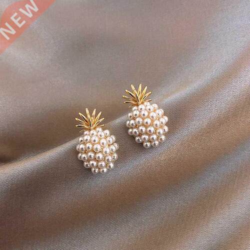 rendy Geometric Pearl Earring Women Classic Pineapple Pearl