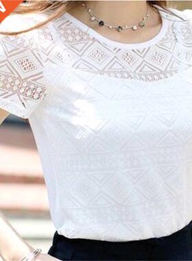 New Women Clothing Chiffon Blouse Lace Crochet Female Korean