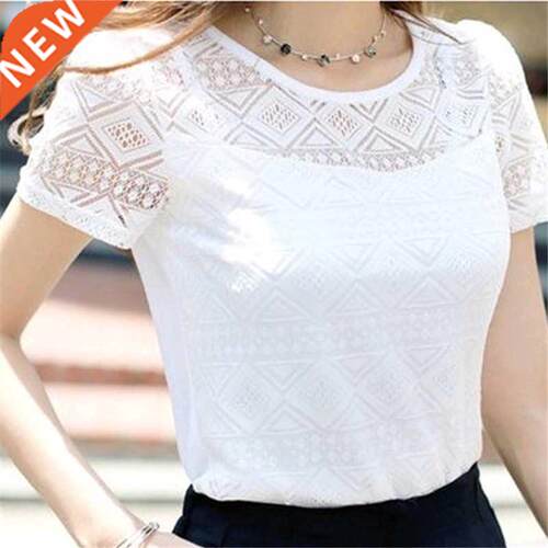 New Women Clothing Chiffon Blouse Lace Crochet Female Korean