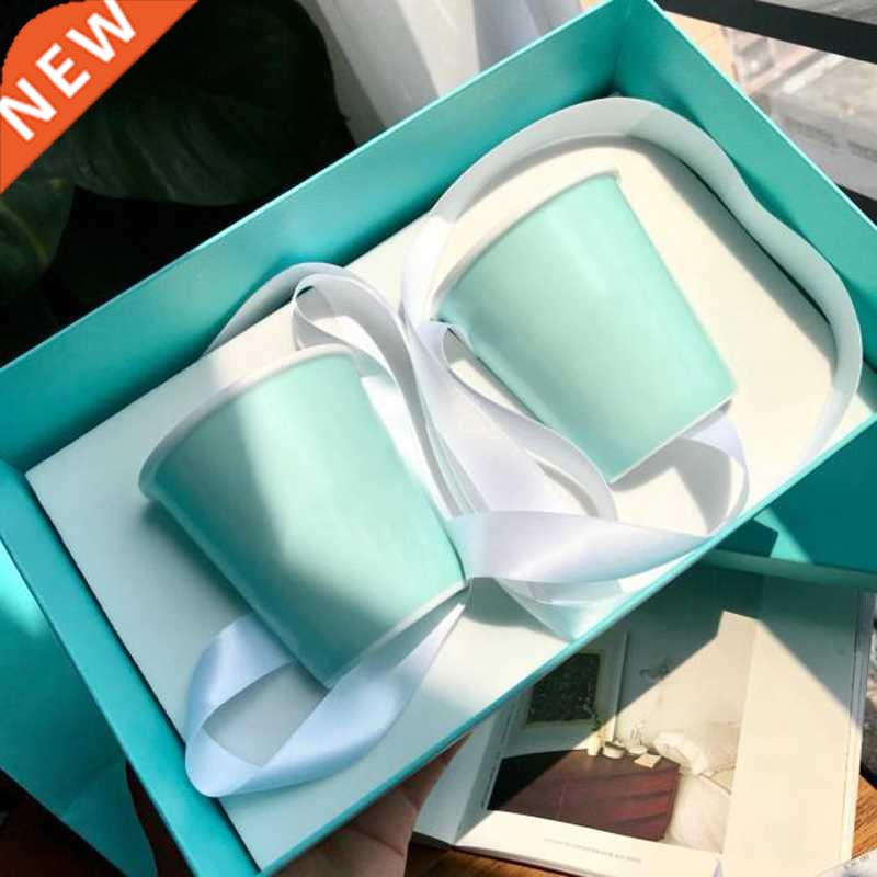 2PCS/SET Porcelain Mugs With Box and Bag Luxury Wedding Birt