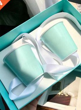 2PCS/SET Porcelain Mugs With Box and Bag Luxury Wedding Birt