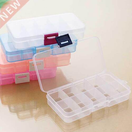 Transparent Plastic Storage Jewelry Box Compartment Adjustab