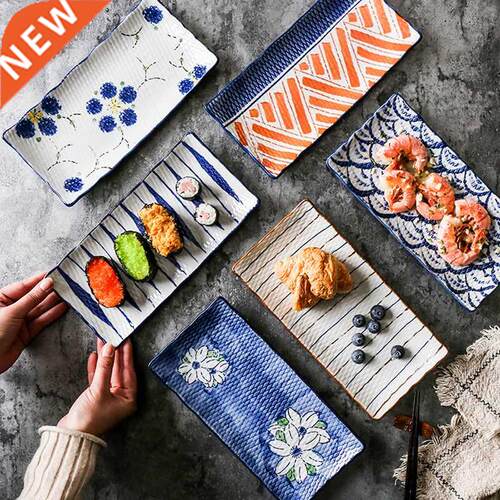 Creative Japanese ceramic plate hand-painted rectangular