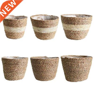 Nordc Handmade Straw Storage Basket ndoor Outdoor Flower P