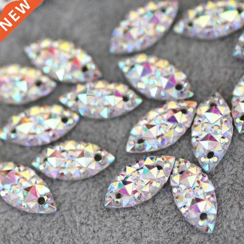 7*15mm 100pcs Marquise Shine Crystal AB Color Silver Base Se