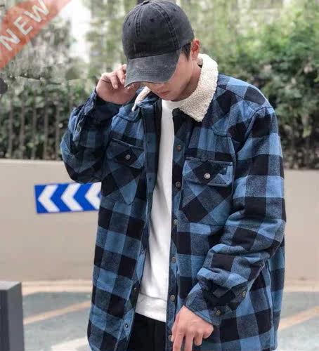 New 2022 Spring men's Hip Hop Setwear Fleece Plaid cotton co