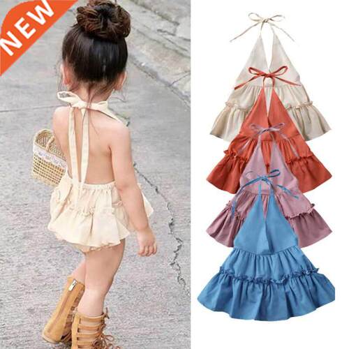 Summer Infant Baby Girl Romper Dress Clothes Ruffles Solid S