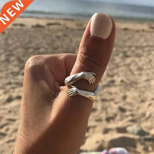 Gothic Hug Muscle Hands Rings For Women Men Adjustable Open