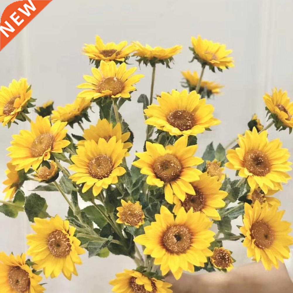 1Pc 50cm 9 Head Artificial Sunflower Bonsai Realistic Silk