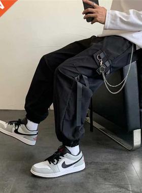 Men's Side Pockets Cargo Harem Pants 2022 New Ribbon