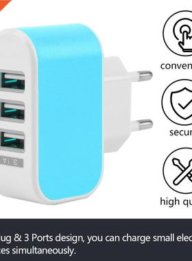 EU Plug LED 3.1A 3-port Triple USB Wall Adapter Charger Home