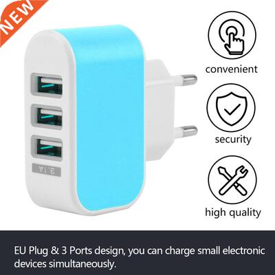 EU Plug LED 3.1A 3-port Triple USB Wall Adapter Charger Home