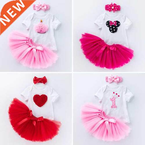 Three-piece suit of new baby girl's summer short sleeve skir