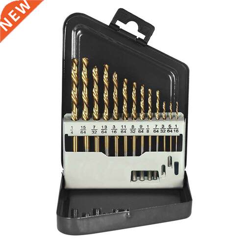 13pcs Left Handed Drill Bit Set M2 HSS with Titanium