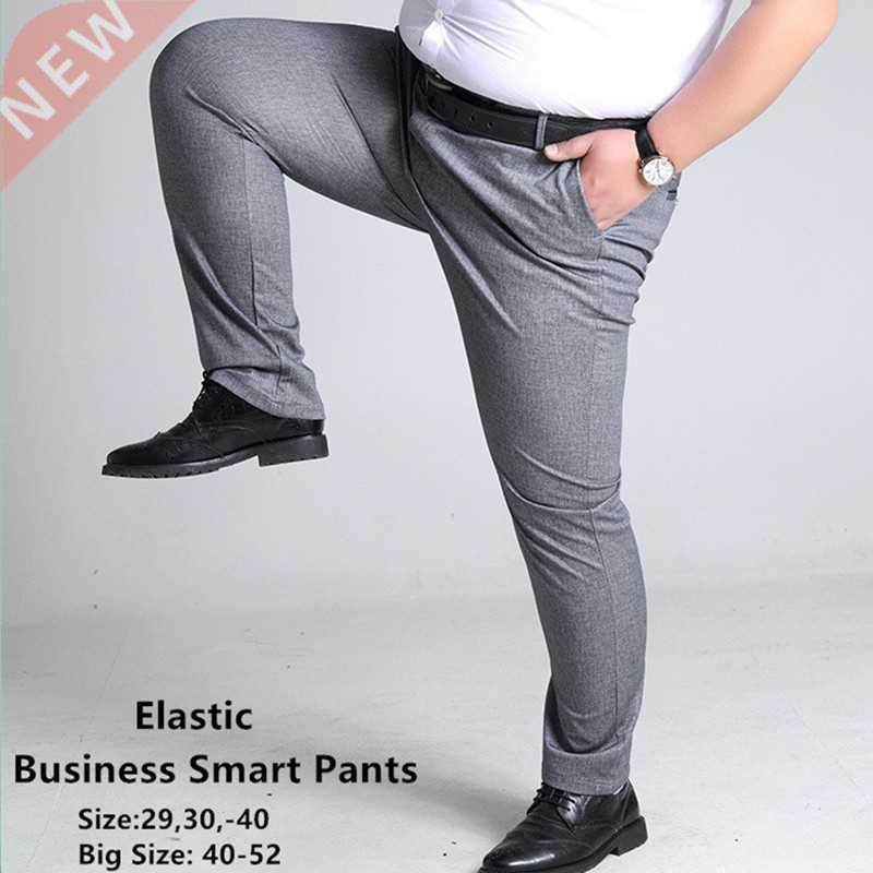 plus size mens trousers work pants grey black dark blue elas
