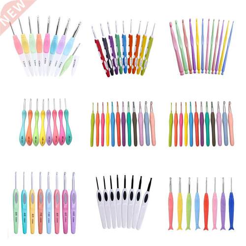 6/8/9/12pcs Colorful Soft Plastic Handle Alumina Crochet Hoo