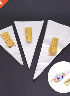 50Pcs/Set Clear Cellophane Packing Bag Transparent Cone Cand