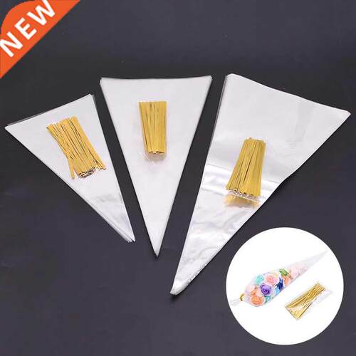 50Pcs/Set Clear Cellophane Packing Bag Transparent Cone Cand