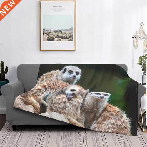 Meerkat Family Throw Blanket, Soft Cozy Throw Blanket Cute M