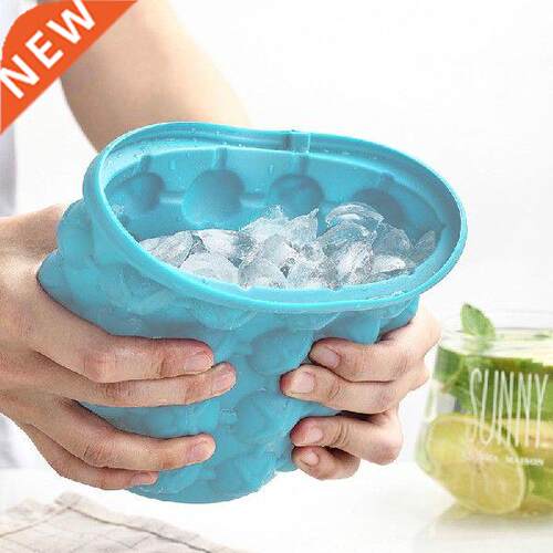 Silicone Ice Cube Bucket Tray With Lid Portable Ice Cube