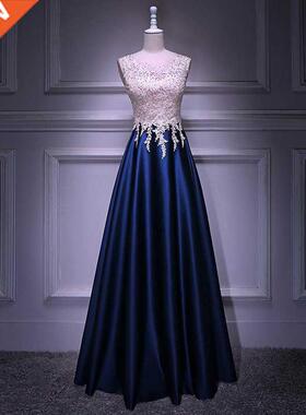 Beauty-Emily O Neck Sleeveless Evening Dresses Long Luxury P