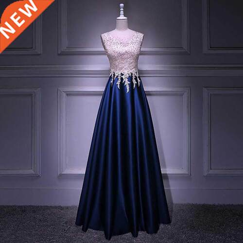 Beauty-Emily O Neck Sleeveless Evening Dresses Long Luxury P