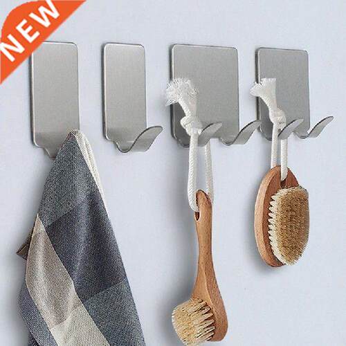 1/4pcs Self Adhesive Stainless Steel Towel Hooks Hanging