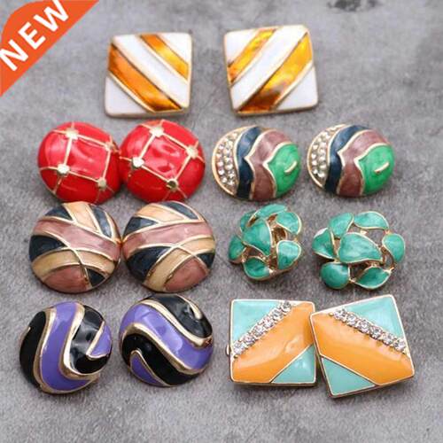 New Designs Clip Earring Round Enamel Gift For No Ear Hol