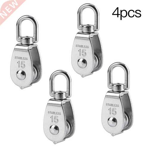 4pcs Stainless Steel Pulley M15 Single Wheel Swivel Lifting
