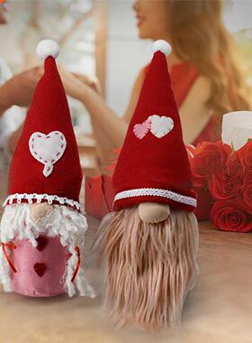 Valentine's Day Gnome Plush Doll Red Heart White