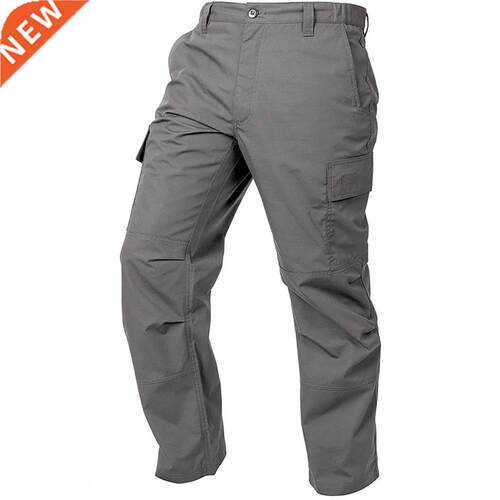 Men Pants Solid Color Mid Waist Wear-resistant Multi-pockets