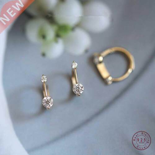 925 Sterling Silver Simple Shiny Srystal U-shaped Earrings W
