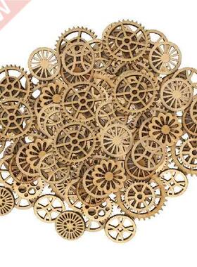 100 Pieces of Unfinished Wooden Hollow Gear Labels for