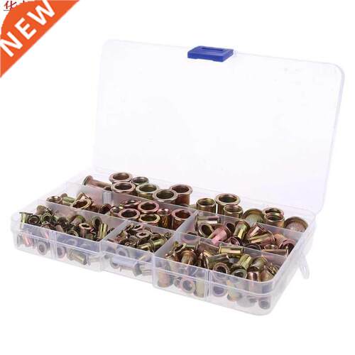 175pcs Set Rivet Nut Kit Mixed Zinc Steel Rivnut Insert Nuts