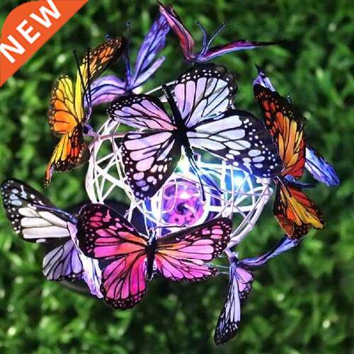 Solar Powered Lamp RGB Butterfly Garden Light Pathway