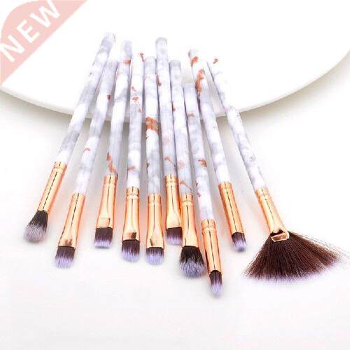 10Pcs Marble Pattern Makeup Brushes Set Cosmetic Powder Eye