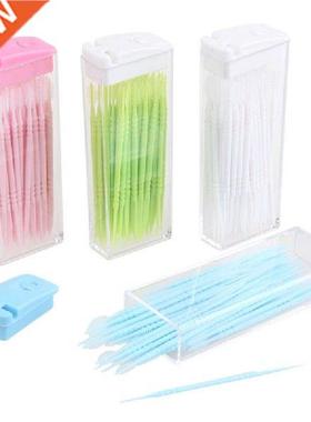 50 Pcs/Box Double-headed Oral Ce Brush Teeth Sticks Floss