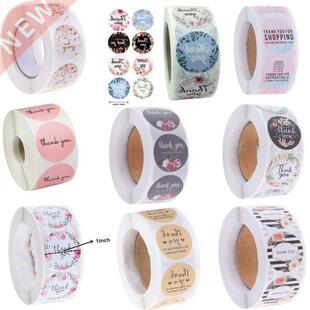 500pcs/roll Gift Sticker Round Floral Thank You Stickers Scr