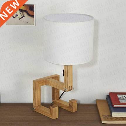 Robot Shape Wooden Table Lamp E14 Lamp Holder 110-240V Moder