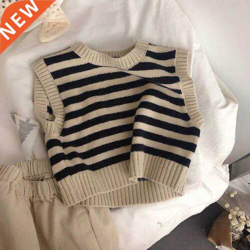 HoneyCherry Children's striped jacquard vest knitted vest ba