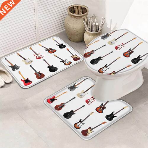 Electrc Gutar Musc Bath Mat Set Bathroom Carpet