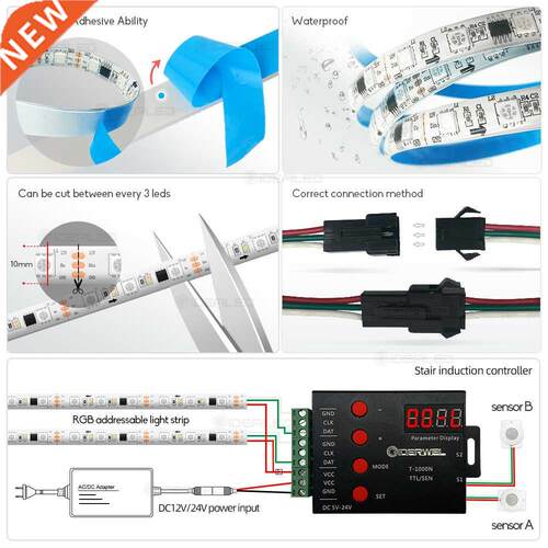 LED motion sensor light strip Stair streamline light under c