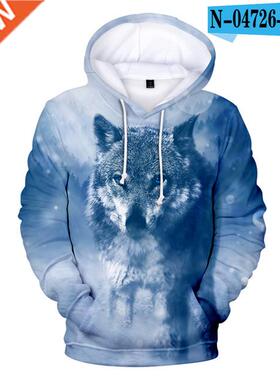 3 To 14 Years Kids Hoodies Ice Fire Wolf 3D Printed Hoodie S
