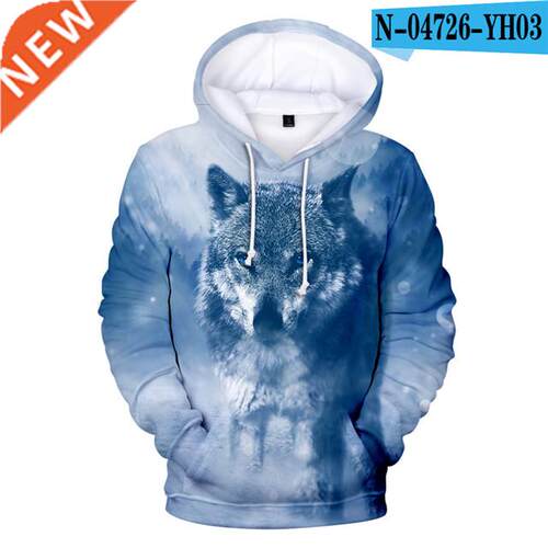 3 To 14 Years Kids Hoodies Ice Fire Wolf 3D Printed Hoodie S