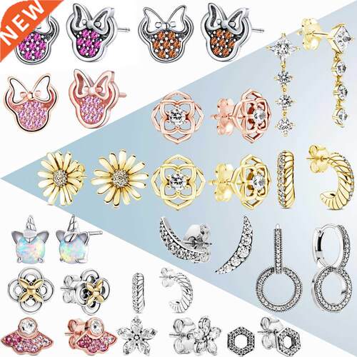 Mybeboa Style 925 Sterling Silver Earrings Pink Daisy Flower