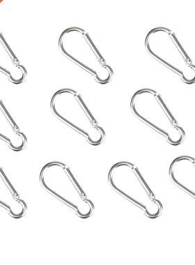 10 Silver S Carabiner Camp Snap Clip Hook Keychain Keyring