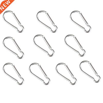 10 Silver S Carabiner Camp Snap Clip Hook Keychain Keyring