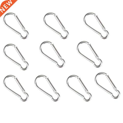 10 Silver S Carabiner Camp Snap Clip Hook Keychain Keyring