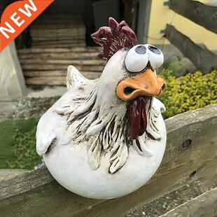 Funny Chicken Fence Decortion Sttues For Grden Resin